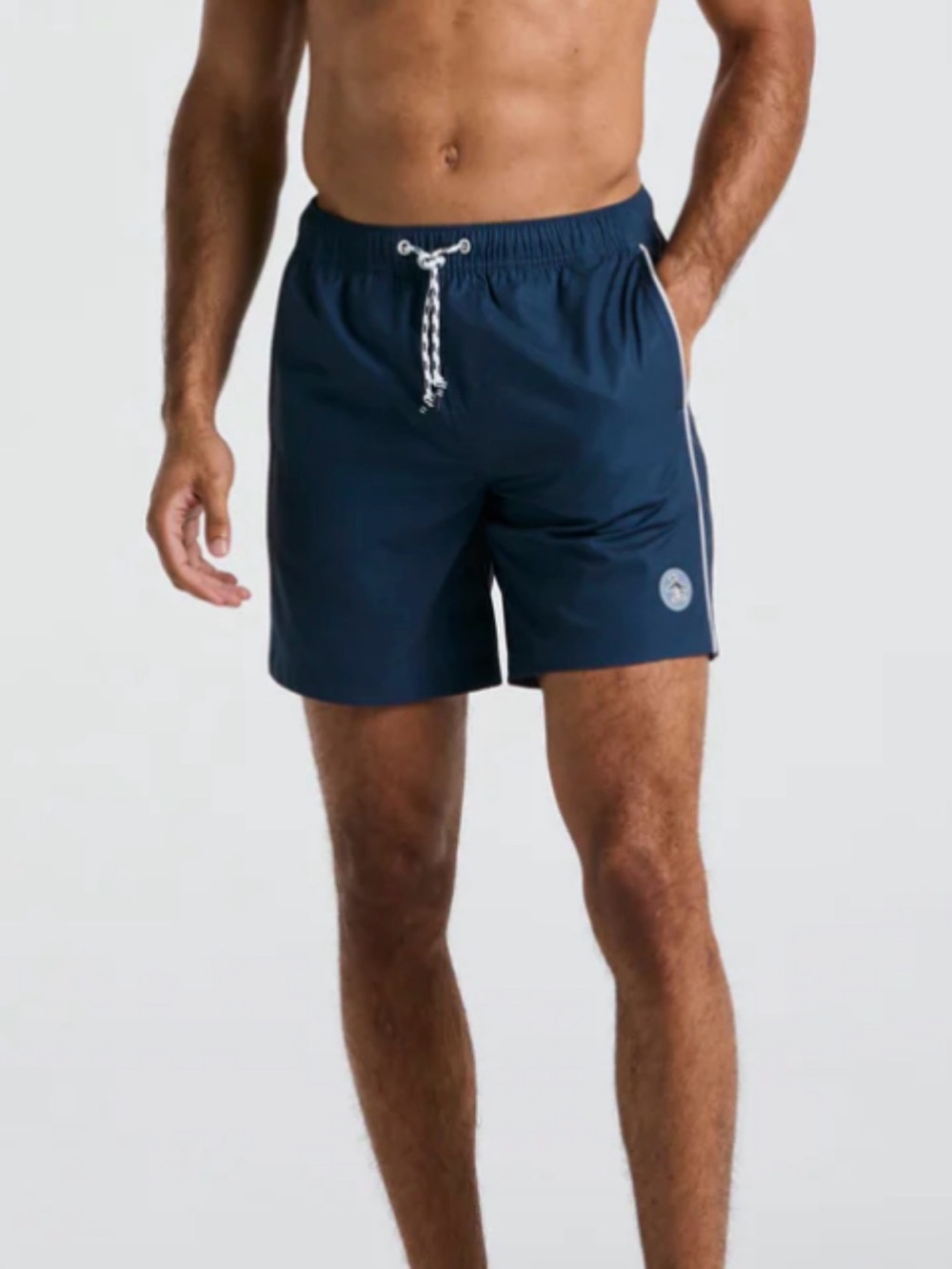 Original Penguin Navy Swim Shorts with White Piping